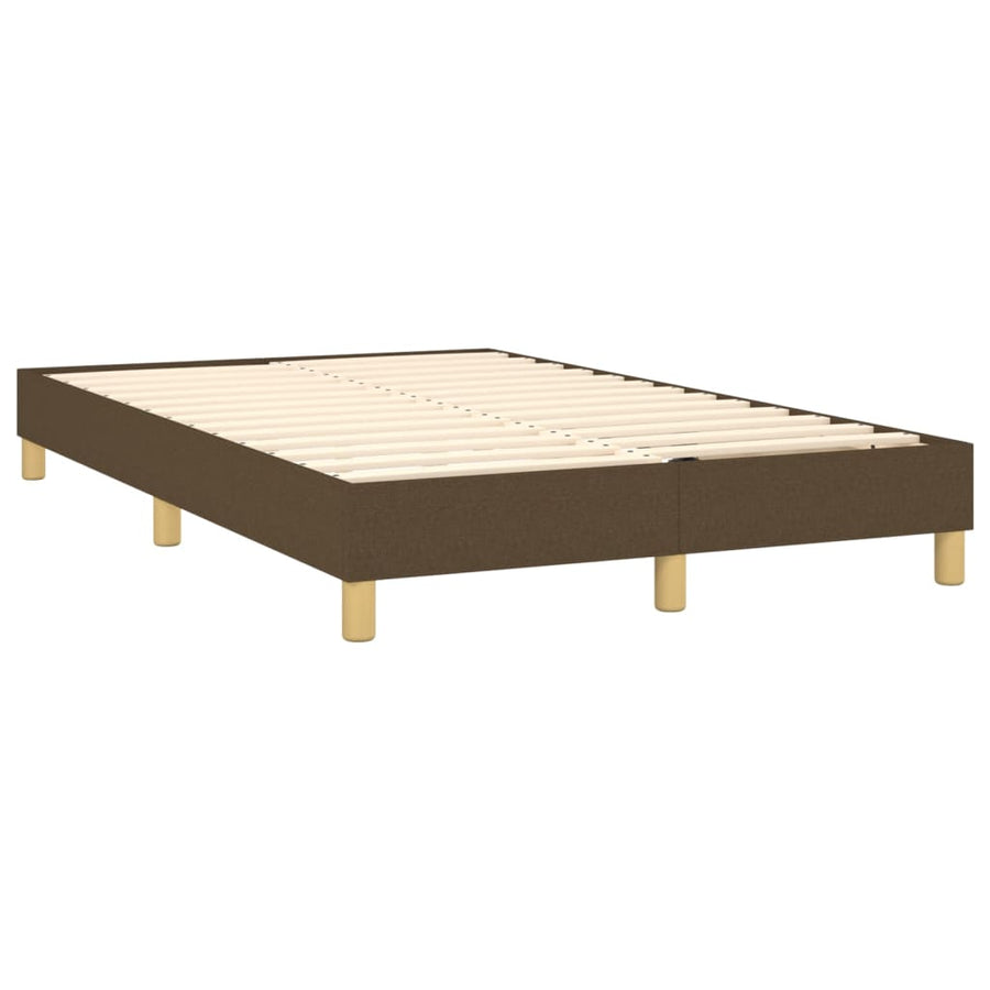 Boxspring met matras en LED stof donkerbruin 120x200 cm 120 x 200 cm Verticale strepen