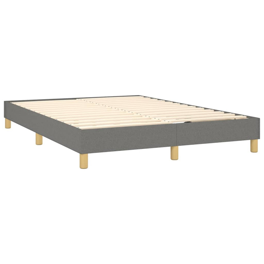Boxspring met matras en LED stof donkergrijs 140x190 cm 140 x 190 cm Verticale strepen