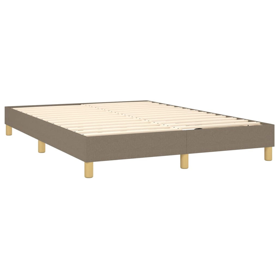Boxspring Met Matras En Led Stof Taupe 140 x 190 cm Verticale strepen