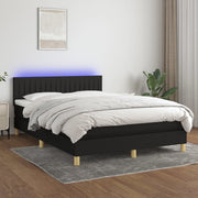 Boxspring 140x200 cm zwart met matras en LED
