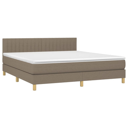 Boxspring met matras en LED stof taupe 160x200 cm 160 x 200 cm Taupe