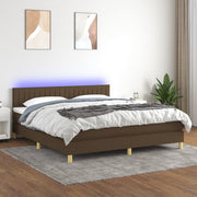 Boxspring met matras en LED 180x200 cm donkerbruin