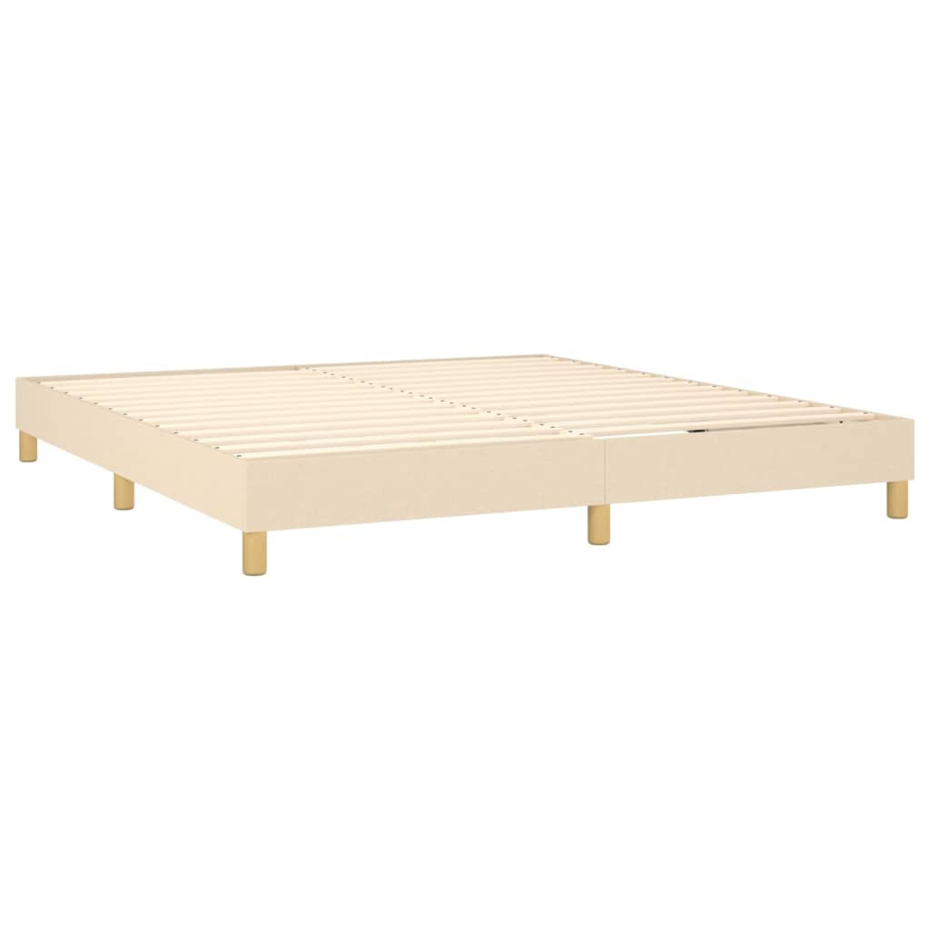Boxspring Met Matras En Led Stof Crèmekleurig 180X200 Cm 180 x 200 cm Verticale strepen