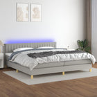 Boxspring Met Matras En Led Stof Lichtgrijs 200 x 200 cm Verticale strepen