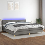 Boxspring 200x200 cm donkergrijs met matras en LED