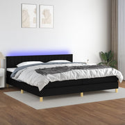 Boxspring 200x200 cm zwart met matras en LED