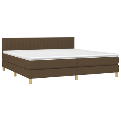Boxspring met matras en LED stof donkerbruin 200x200 cm 200 x 200 cm Donkerbruin