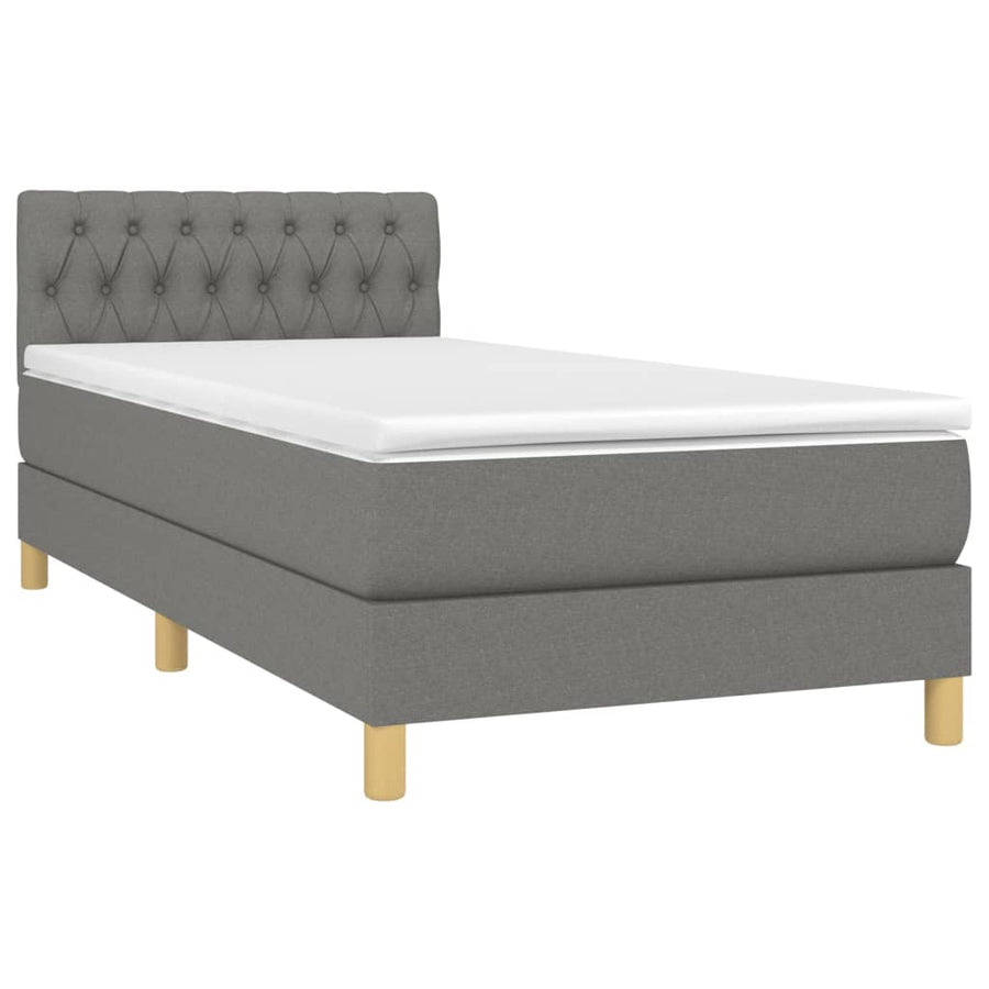 Boxspring met matras en LED stof donkergrijs 80x200 cm 80 x 200 cm Donkergrijs