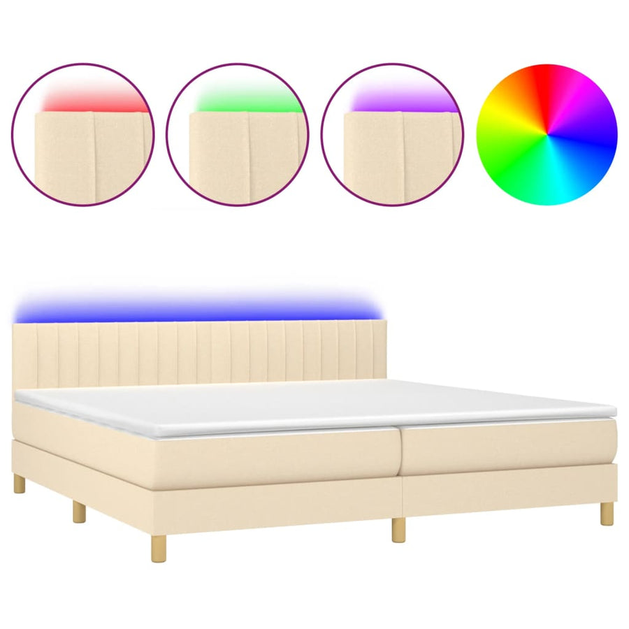 Boxspring met matras en LED stof donkergrijs 80x200 cm 80 x 200 cm Donkergrijs