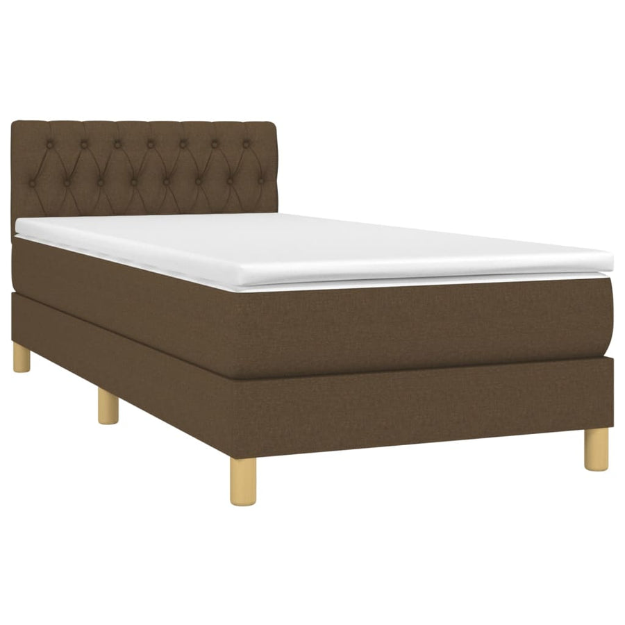 Boxspring met matras en LED stof donkerbruin 90x190 cm 90 x 190 cm Getuft ontwerp