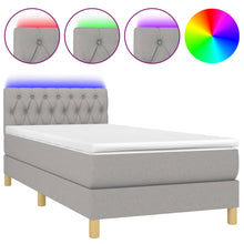 Boxspring met matras en LED stof lichtgrijs 90x200 cm 90 x 200 cm Lichtgrijs
