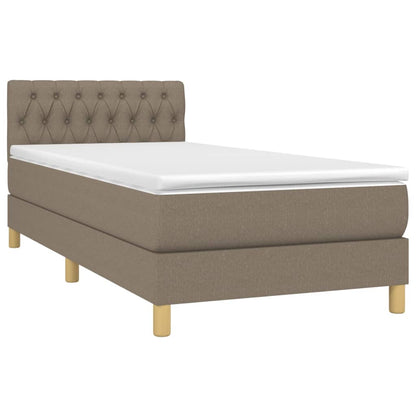 Boxspring Met Matras En Led Stof 80X200 Cm Taupe 90 x 200 cm Getuft ontwerp