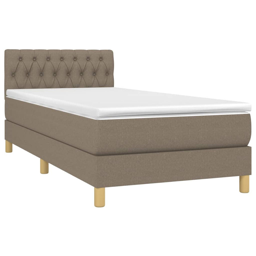 Boxspring Met Matras En Led Stof 80X200 Cm Taupe 90 x 200 cm Getuft ontwerp