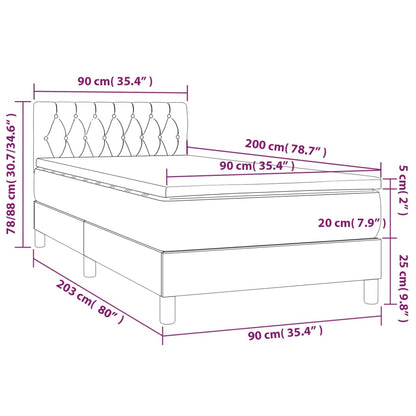 Boxspring Met Matras En Led Stof 80X200 Cm Taupe 90 x 200 cm Getuft ontwerp