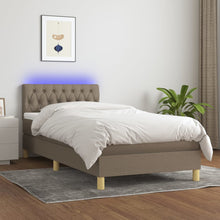 Boxspring Met Matras En Led Stof 80X200 Cm Taupe 90 x 200 cm Getuft ontwerp