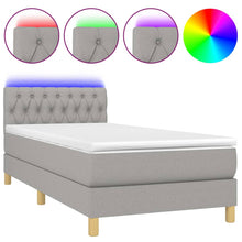 Boxspring Met Matras En Led Stof Lichtgrijs 100X200 Cm Lichtgrijs 100 x 200 cm Getuft ontwerp