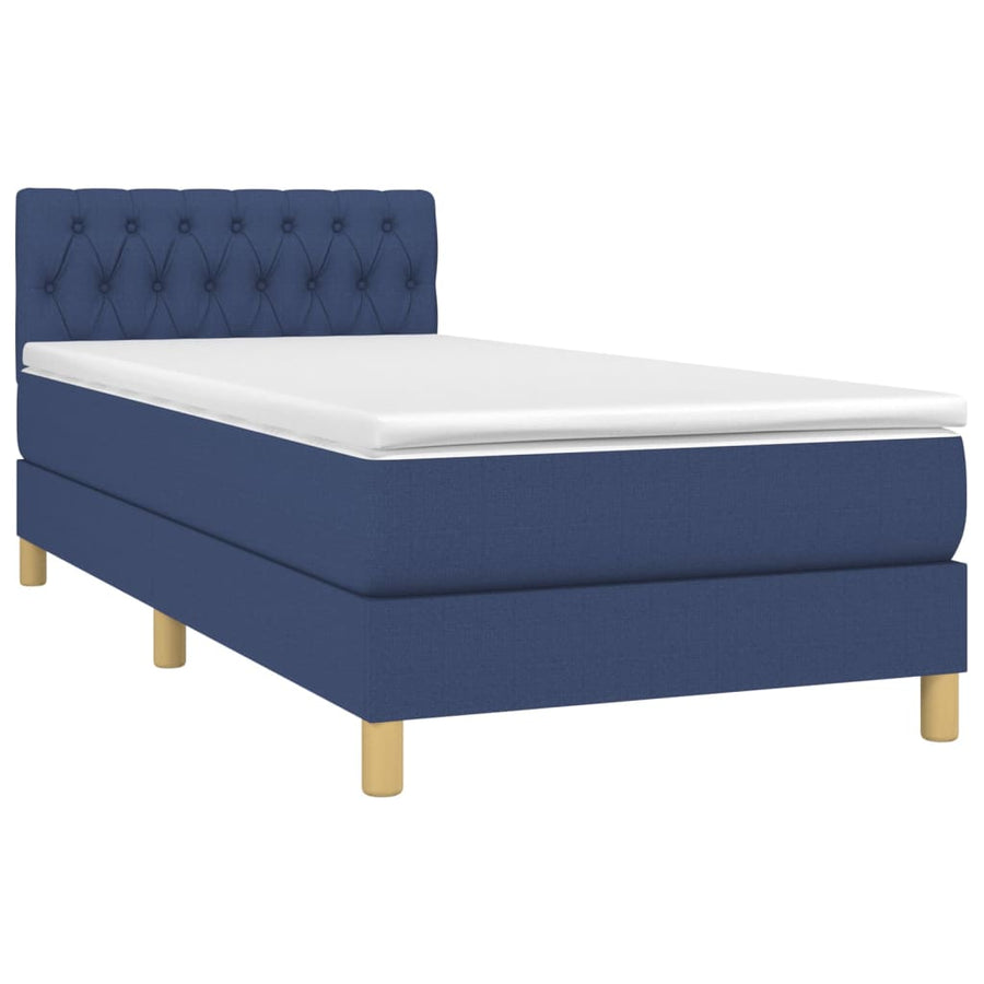 Boxspring Met Matras En Led Stof Blauw 100X200 Cm 100 x 200 cm Getuft ontwerp