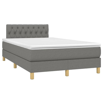 Boxspring Met Matras En Led Stof Donkergrijs 120X200 Cm 120 x 200 cm Getuft ontwerp