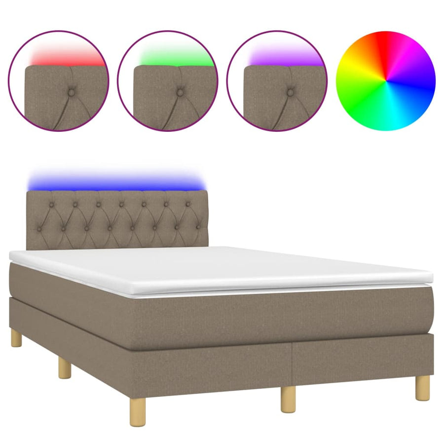 Boxspring Met Matras En Led Stof Taupe 120 x 200 cm Getuft ontwerp