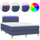 Boxspring Met Matras En Led Stof Blauw 120X200 Cm 120 x 200 cm Getuft ontwerp