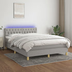 Boxspring met matras LED 140x190 cm lichtgrijs