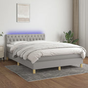 Boxspring met matras LED 140x190 cm lichtgrijs