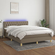 Boxspring 140x190 cm taupe met matras en LED