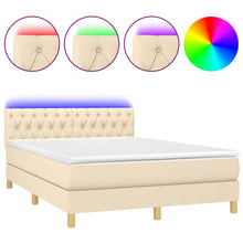 Boxspring met matras en LED stof crèmekleurig 140x190 cm
