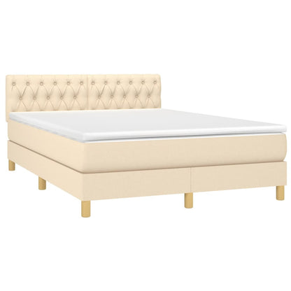 Boxspring met matras en LED stof crèmekleurig 140x190 cm