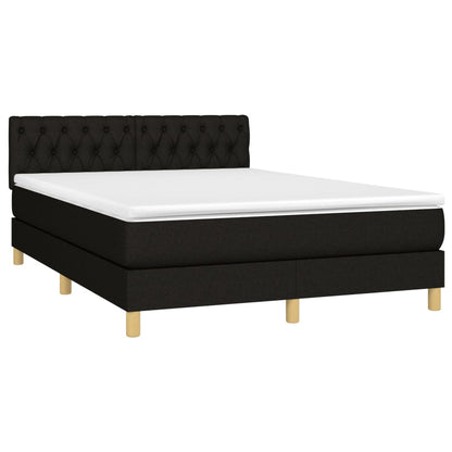 Boxspring met matras en LED stof zwart 140x200 cm 140 x 200 cm Zwart