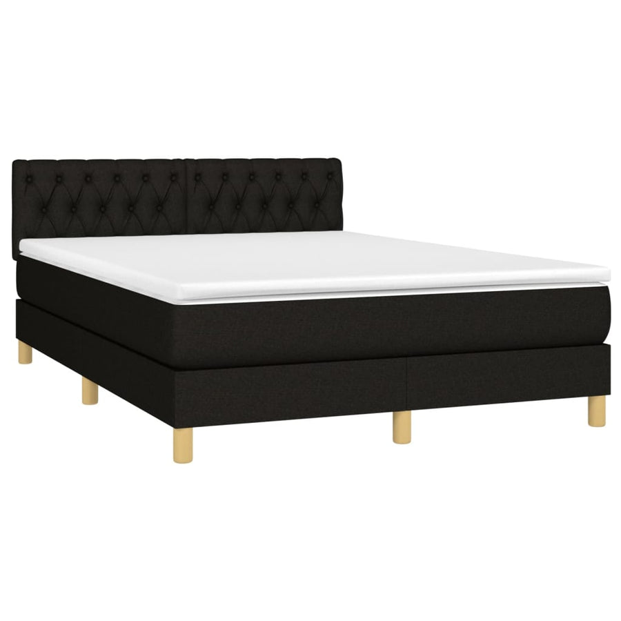 Boxspring met matras en LED stof zwart 140x200 cm 140 x 200 cm Zwart