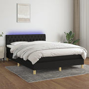 Boxspring met matras en LED 140x200 cm zwart