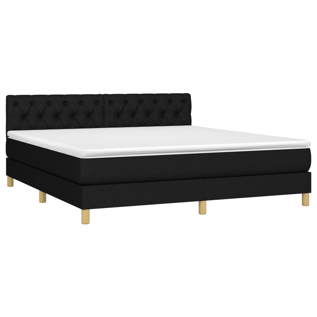 Boxspring met matras en LED stof zwart 160x200 cm 160 x 200 cm Zwart