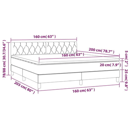 Boxspring met matras en LED stof zwart 160x200 cm 160 x 200 cm Zwart