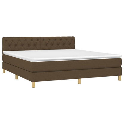 Boxspring Met Matras En Led Stof Donkerbruin 160 x 200 cm Getuft ontwerp