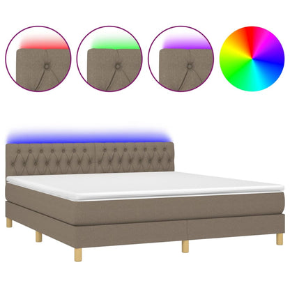 Boxspring Met Matras En Led Stof Taupe 160 x 200 cm Getuft ontwerp