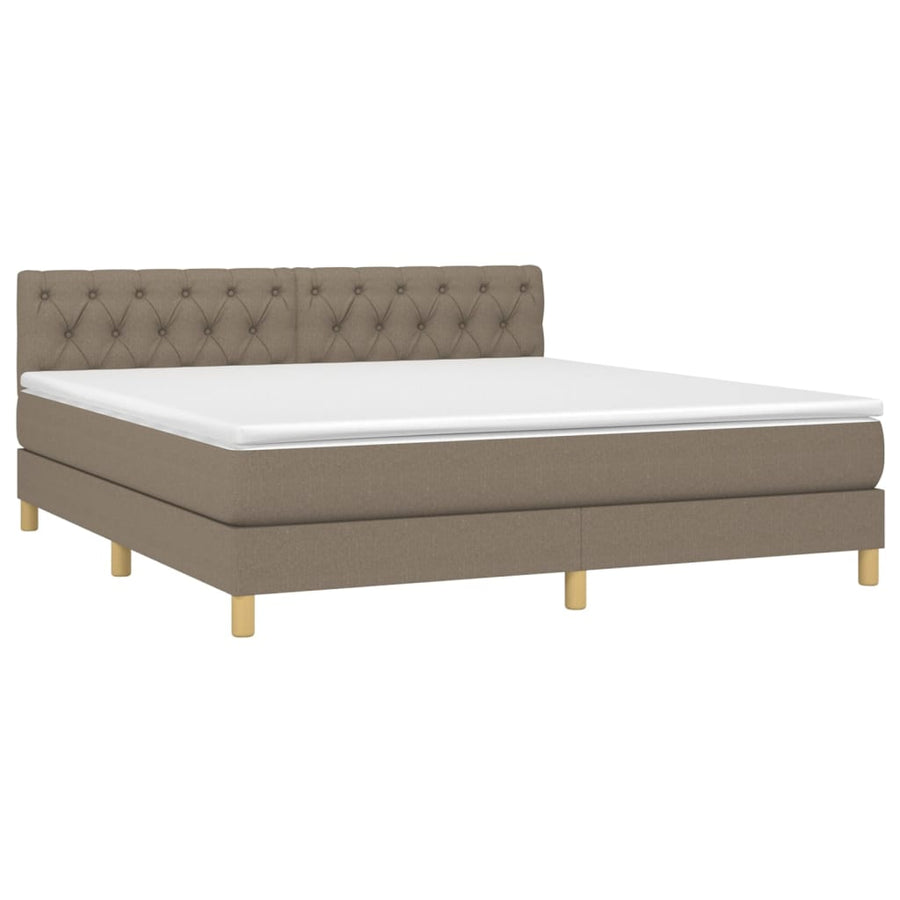 Boxspring Met Matras En Led Stof Taupe 160 x 200 cm Getuft ontwerp