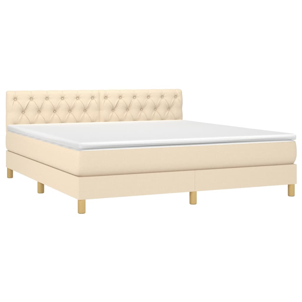 Boxspring met matras en LED stof crèmekleurig 160x200 cm