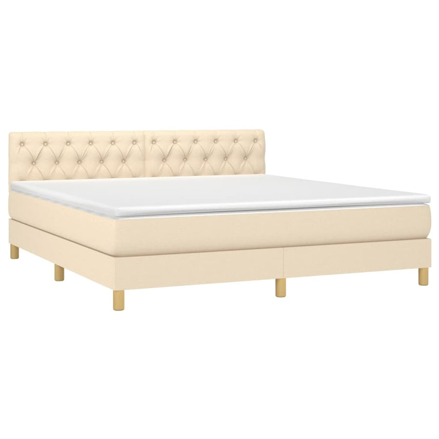 Boxspring met matras en LED stof crèmekleurig 160x200 cm