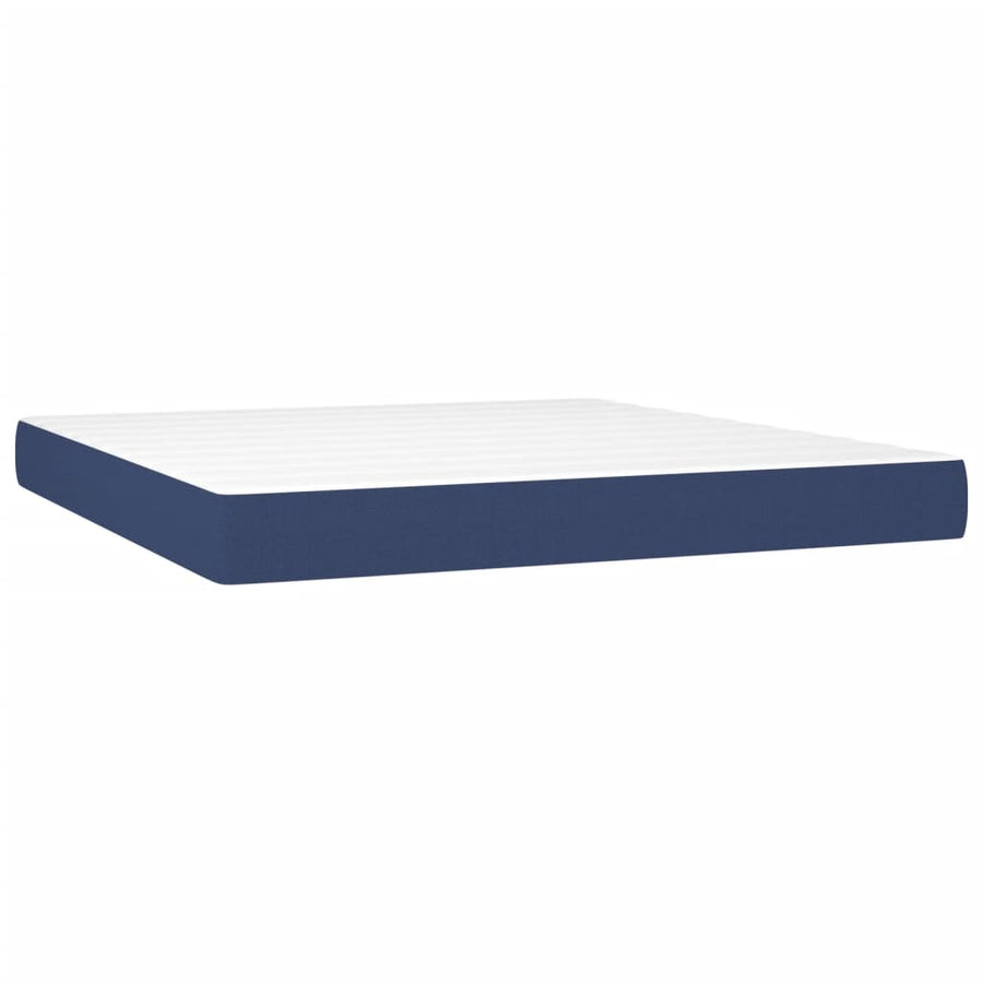 Boxspring met matras en LED stof blauw 160x200 cm 160 x 200 cm Blauw