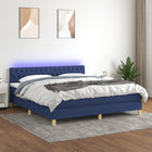 Boxspring met matras en LED stof blauw 160x200 cm 160 x 200 cm Blauw