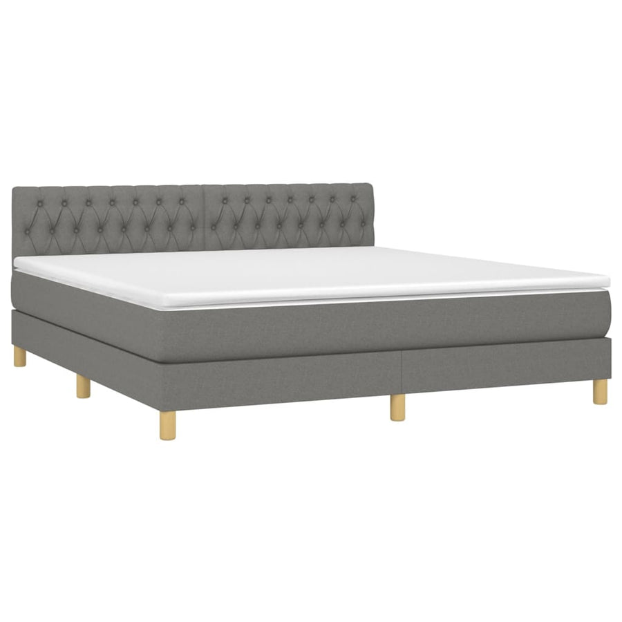 Boxspring met matras en LED stof donkergrijs 180x200 cm 180 x 200 cm Getuft ontwerp