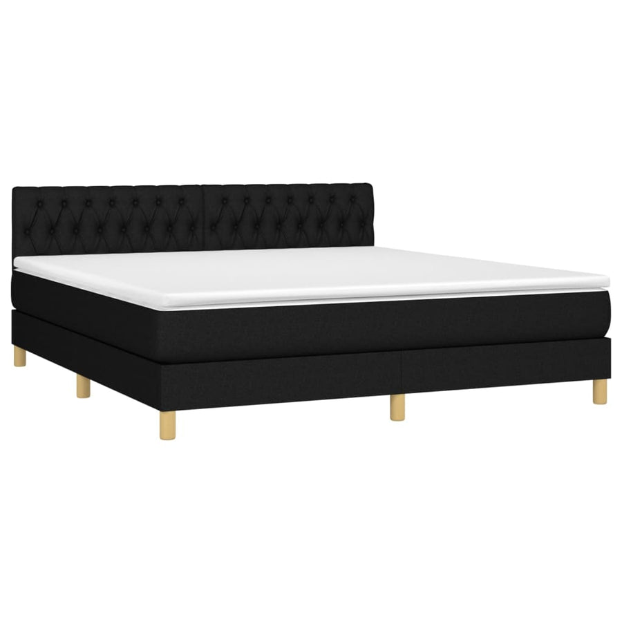 Boxspring met matras en LED stof zwart 180x200 cm 180 x 200 cm Getuft ontwerp