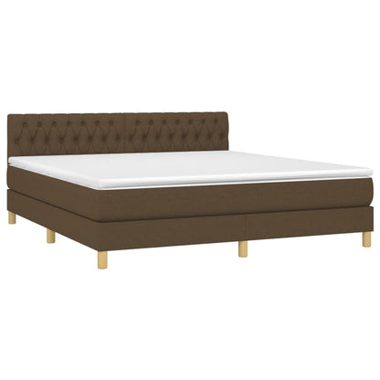 Boxspring Met Matras En Led Stof Donkerbruin 180 x 200 cm Getuft ontwerp