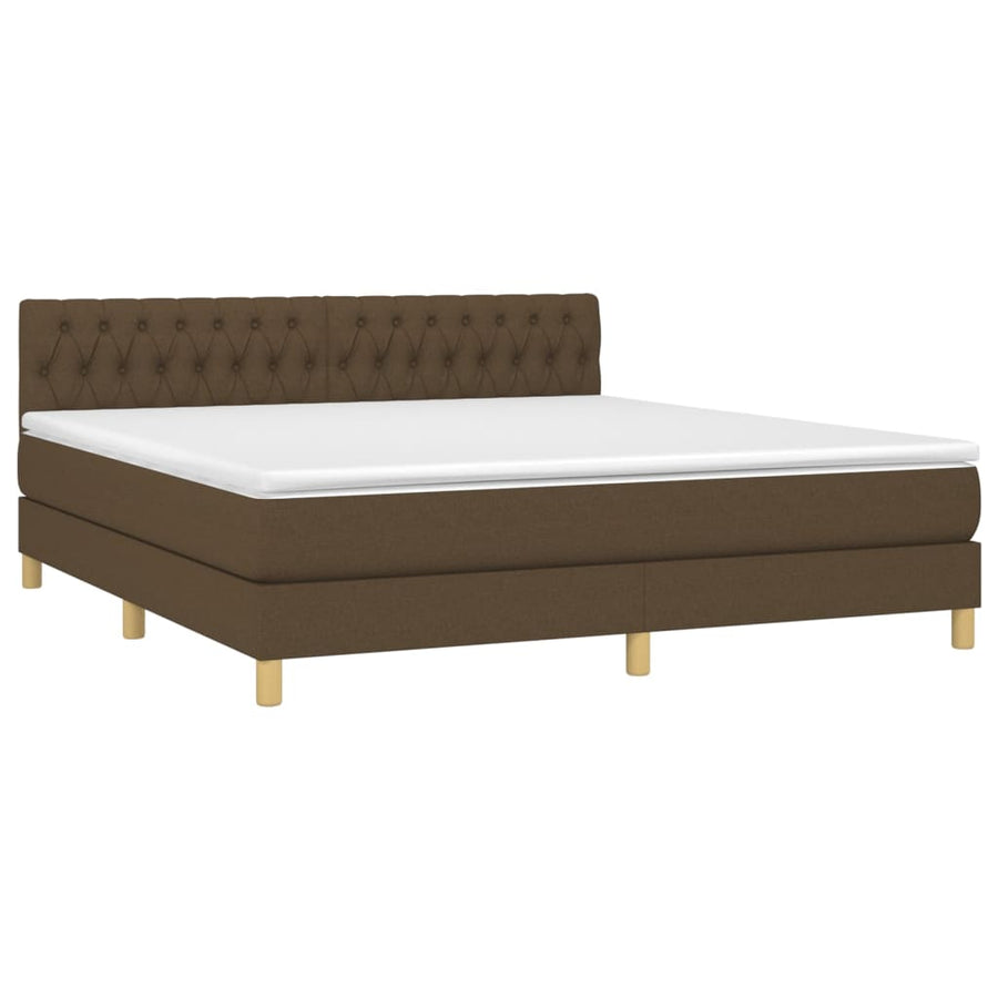 Boxspring Met Matras En Led Stof Donkerbruin 180 x 200 cm Getuft ontwerp