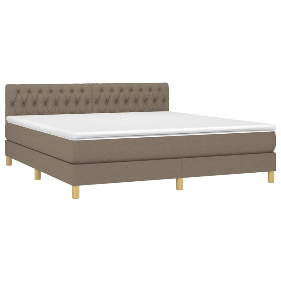 Boxspring Met Matras En Led Stof Taupe 180 x 200 cm Getuft ontwerp