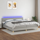 Boxspring met matras en LED stof lichtgrijs 200x200 cm 200 x 200 cm Getuft ontwerp