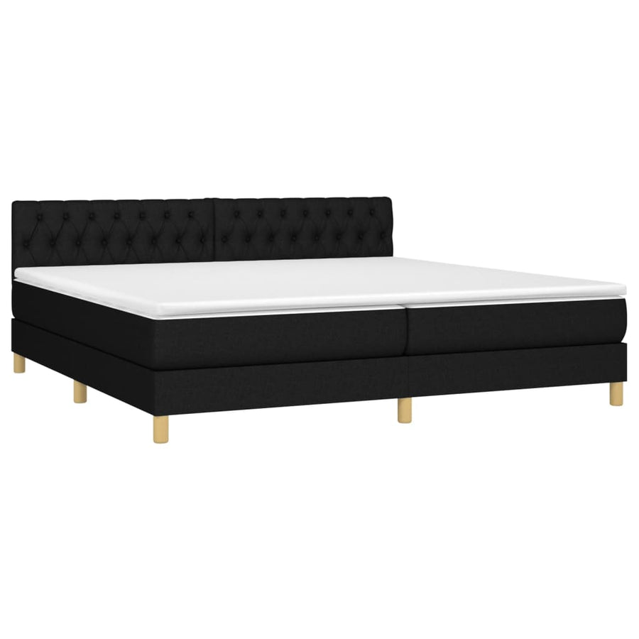 Boxspring met matras en LED stof zwart 200x200 cm 200 x 200 cm Getuft ontwerp