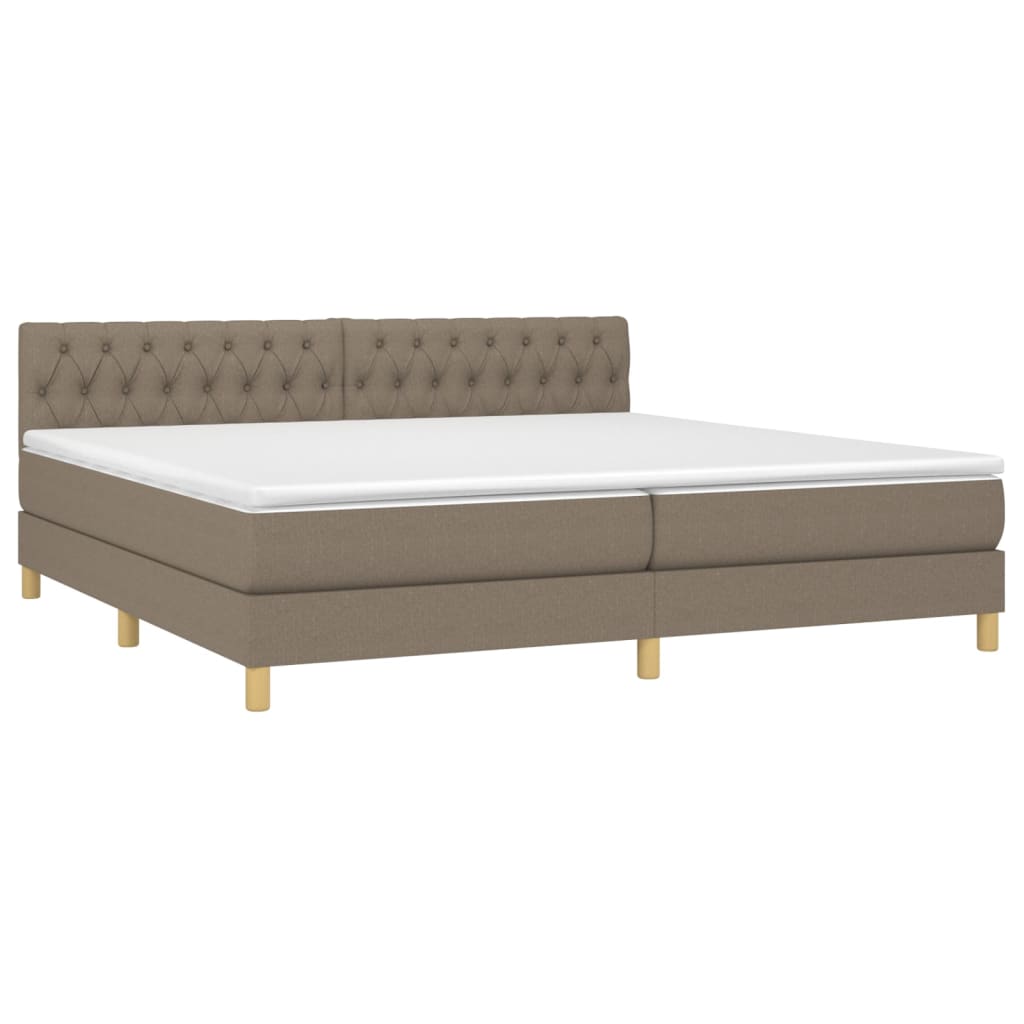 Boxspring met matras en LED stof taupe 200x200 cm 200 x 200 cm Taupe