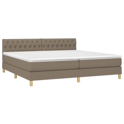 Boxspring met matras en LED stof taupe 200x200 cm 200 x 200 cm Taupe